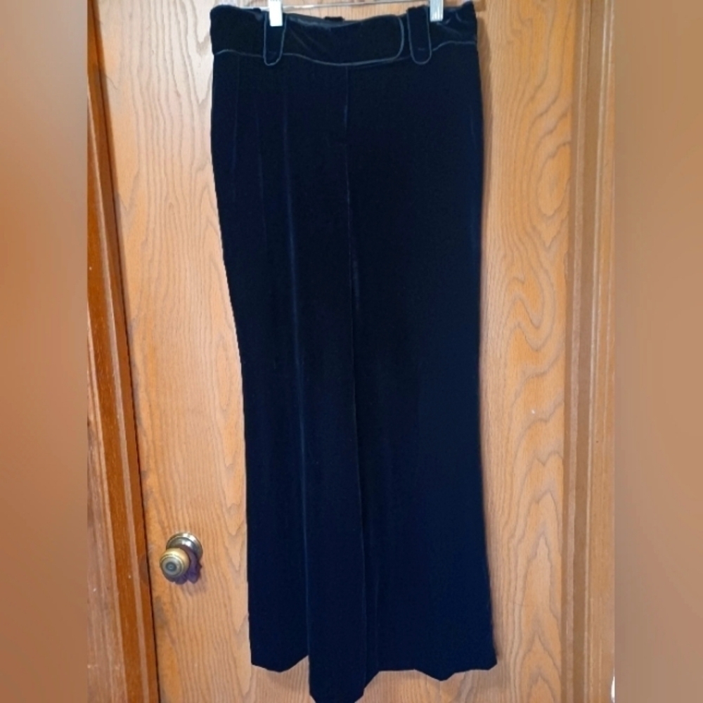 ANN TAYLOR black Margo silk velvet wide leg trouser pants size 2